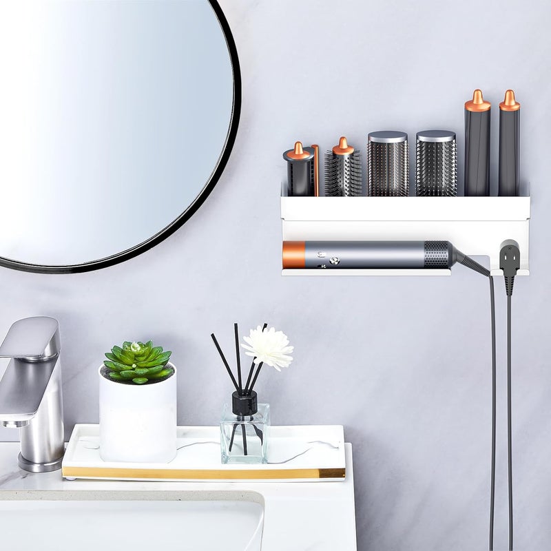 Oukimly Store Storage Hair Dryer Holder for Curling Iron Accessories, Hair Tool Organizer Wall Mount, Curling Iron Holder, Bathroom Hair Straightener Holder Stand for Styler Attachments Organizer, White - Image 4